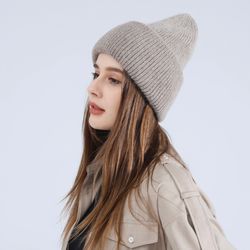 Stickad Mössa Glitter TAUPE