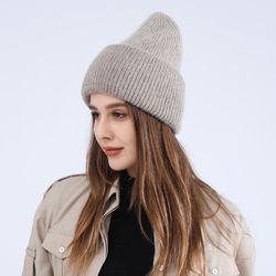 Stickad Mössa Glitter TAUPE