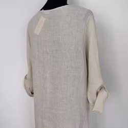 Linneklänning med volang LJUSBEIGE