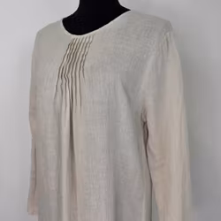 Linneklänning med volang LJUSBEIGE