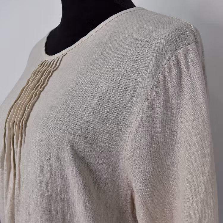 Linneklänning med volang LJUSBEIGE