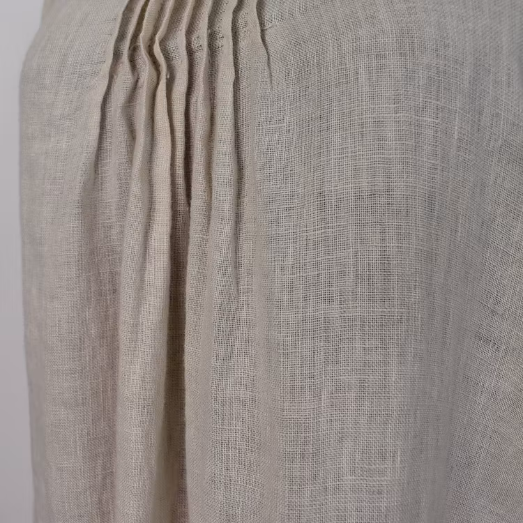 Linneklänning med volang LJUSBEIGE