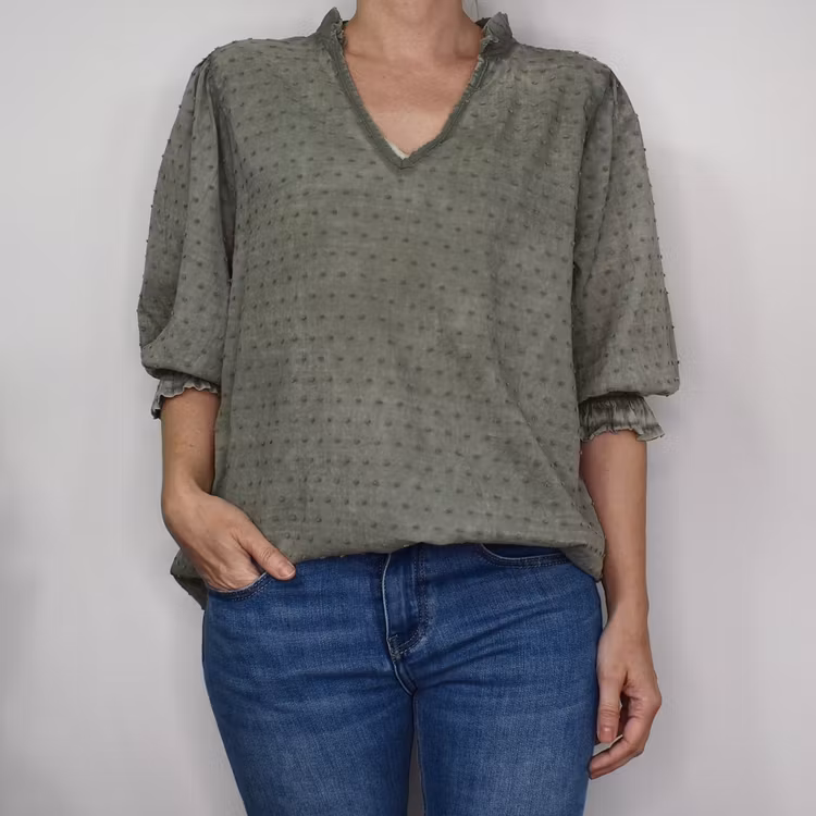 Bomullsblus Theresa MILITARY - Marta du Chateau