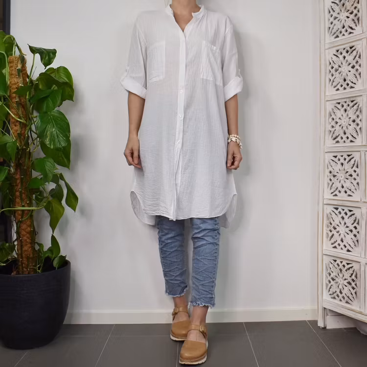 Bomullstunika Stripe VIT- Marta du Chateau