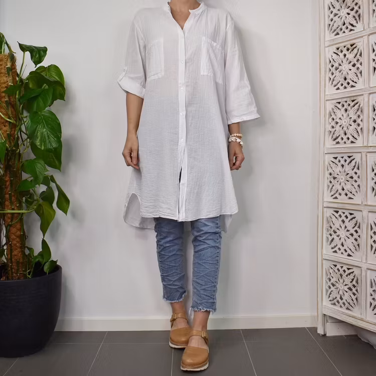 Bomullstunika Stripe VIT- Marta du Chateau