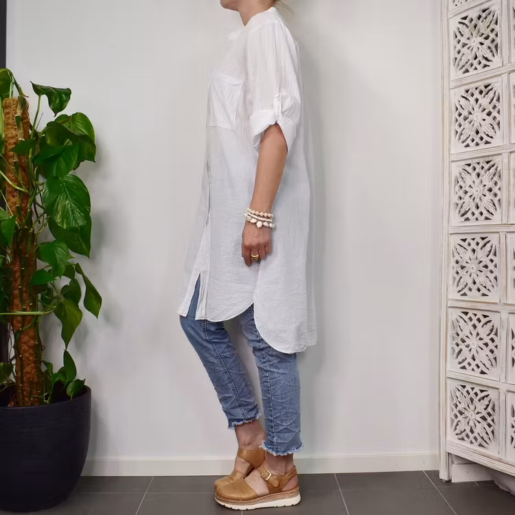 Bomullstunika Stripe VIT- Marta du Chateau