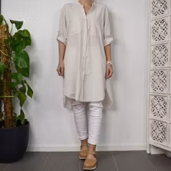 Bomullstunika Stripe BEIGE - Marta du Chateau