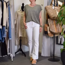Topp V-ringad Lurex KAKI
