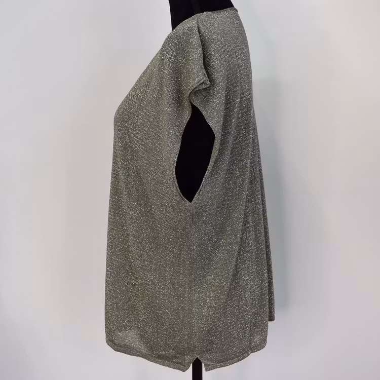 Topp V-ringad Lurex KAKI