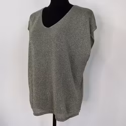 Topp V-ringad Lurex KAKI