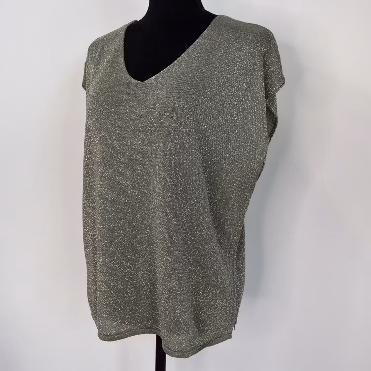 Topp V-ringad Lurex KAKI