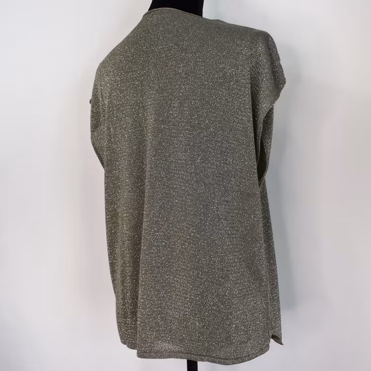 Topp V-ringad Lurex KAKI