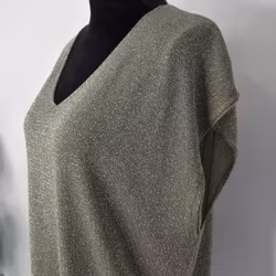 Topp V-ringad Lurex KAKI