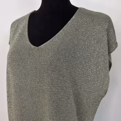 Topp V-ringad Lurex KAKI