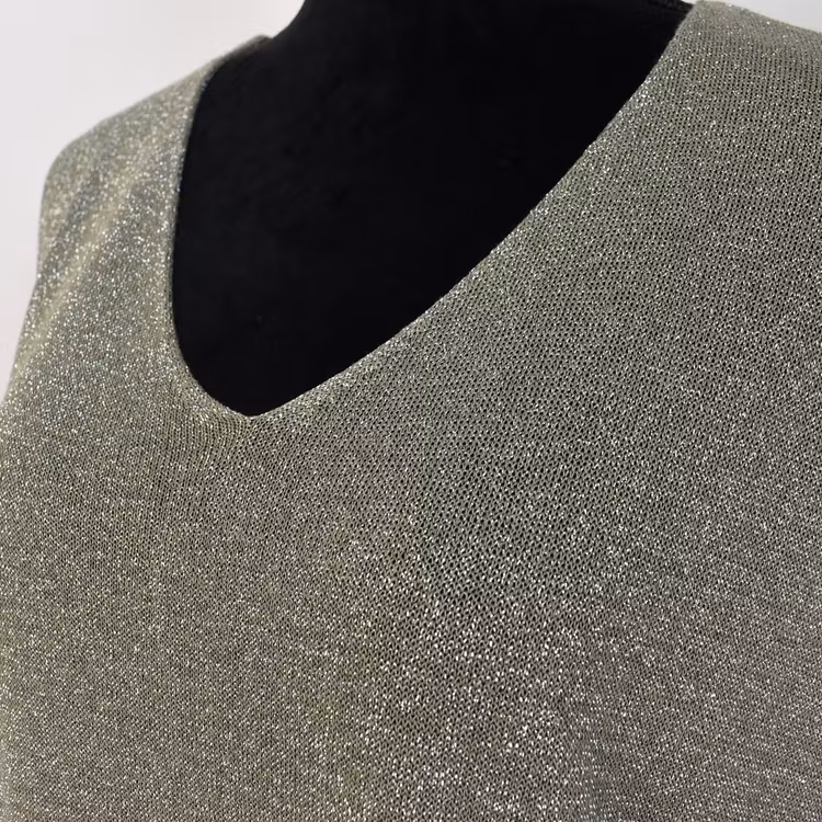 Topp V-ringad Lurex KAKI