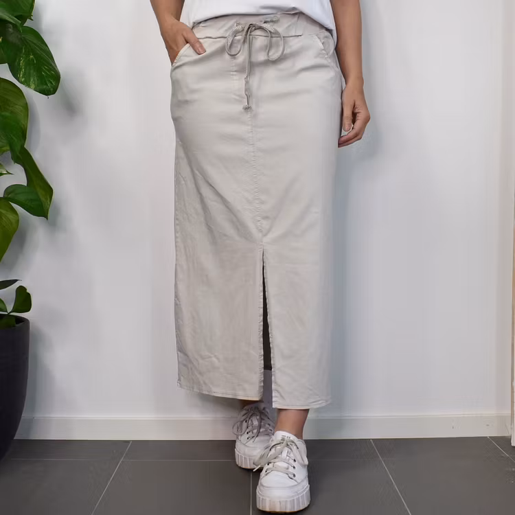 Kjol Lång Stretchig BEIGE