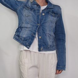 Jeansjacka med knappar BLÅ - Place du Jour