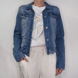 Jeansjacka med knappar BLÅ - Place du Jour