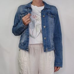 Jeansjacka med knappar BLÅ - Place du Jour