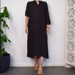 Linneklänning Camelia SVART - Marta du Chateau