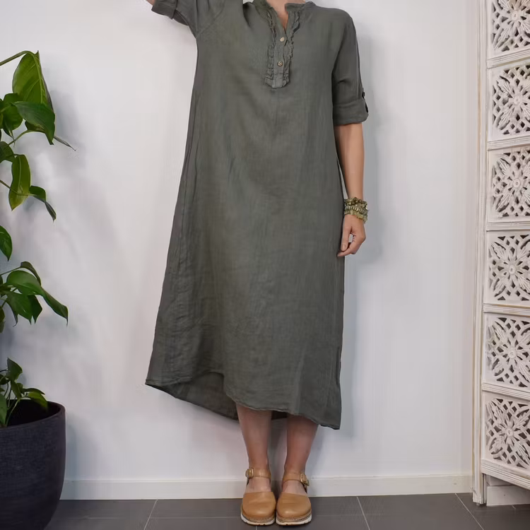 Linneklänning Camelia MILITARY - Marta du Chateau