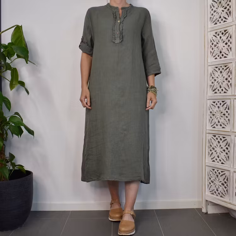 Linneklänning Camelia MILITARY - Marta du Chateau