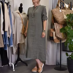 Linneklänning Camelia MILITARY - Marta du Chateau