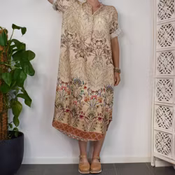 Klänning Helma Blommig BEIGE - Marta du Chateau
