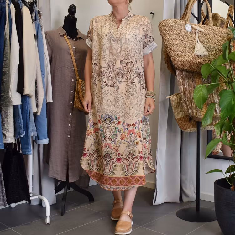 Klänning Helma Blommig BEIGE - Marta du Chateau