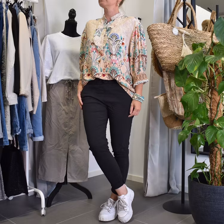 Blus Unnur Blommig BEIGE - Marta du Chateau