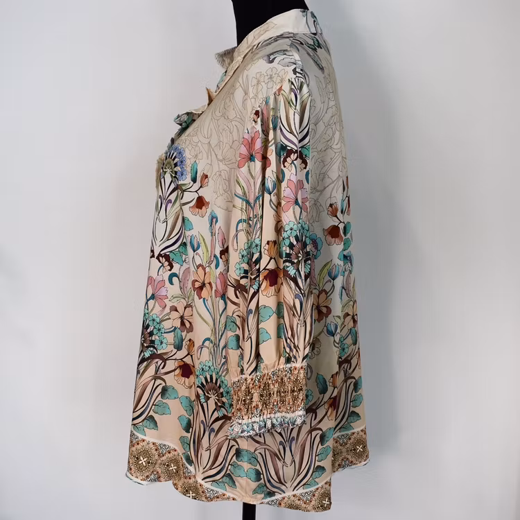 Blus Unnur Blommig BEIGE - Marta du Chateau