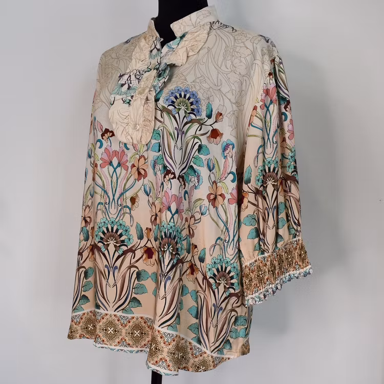 Blus Unnur Blommig BEIGE - Marta du Chateau
