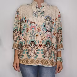 Blus Unnur Blommig BEIGE - Marta du Chateau