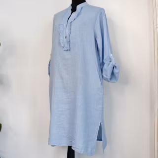 Kort Linneklänning med Krås HIMMEL