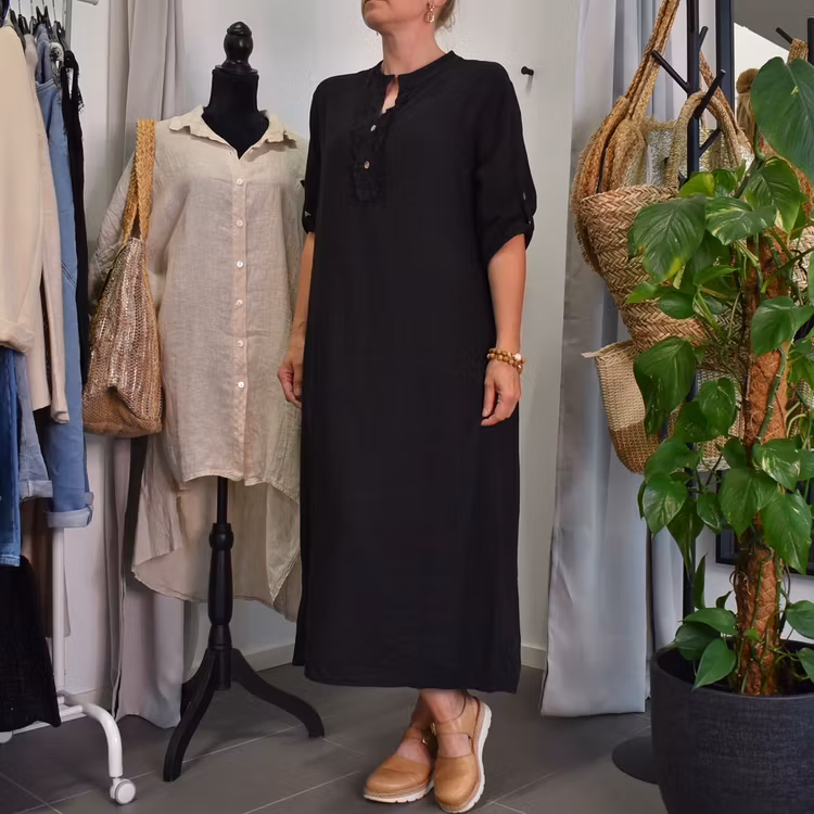 Klänning Camelia Linneviskos SVART - Marta du Chateau