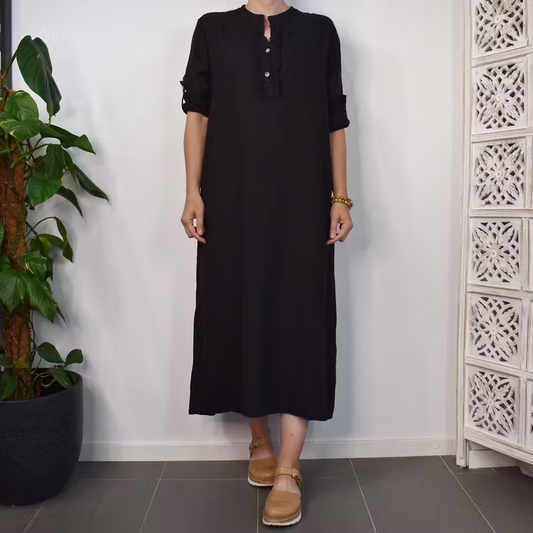 Klänning Camelia Linneviskos SVART - Marta du Chateau