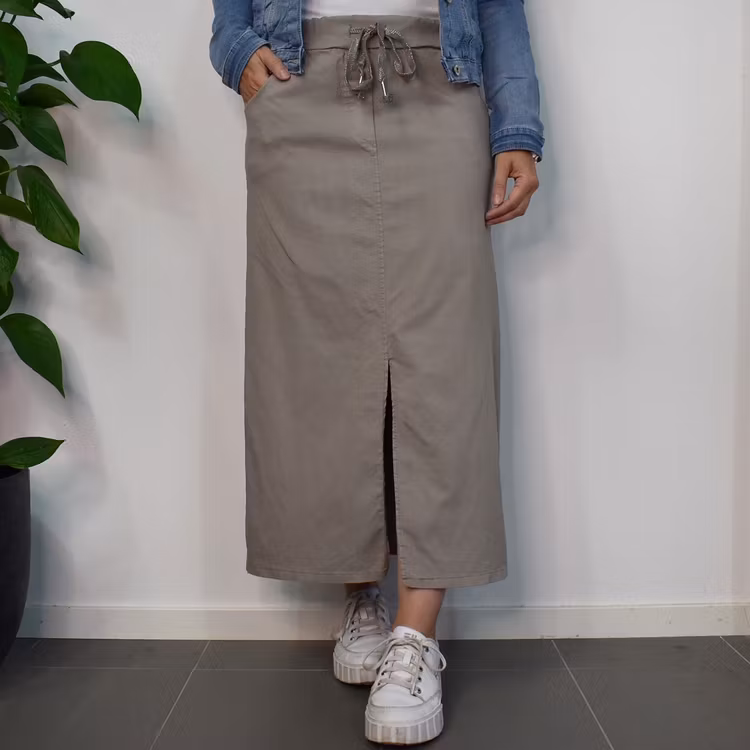 Kjol Lång Stretchig TAUPE