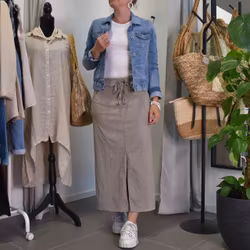 Kjol Lång Stretchig TAUPE