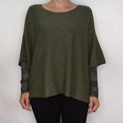Stickad Ponchotröja KAKI