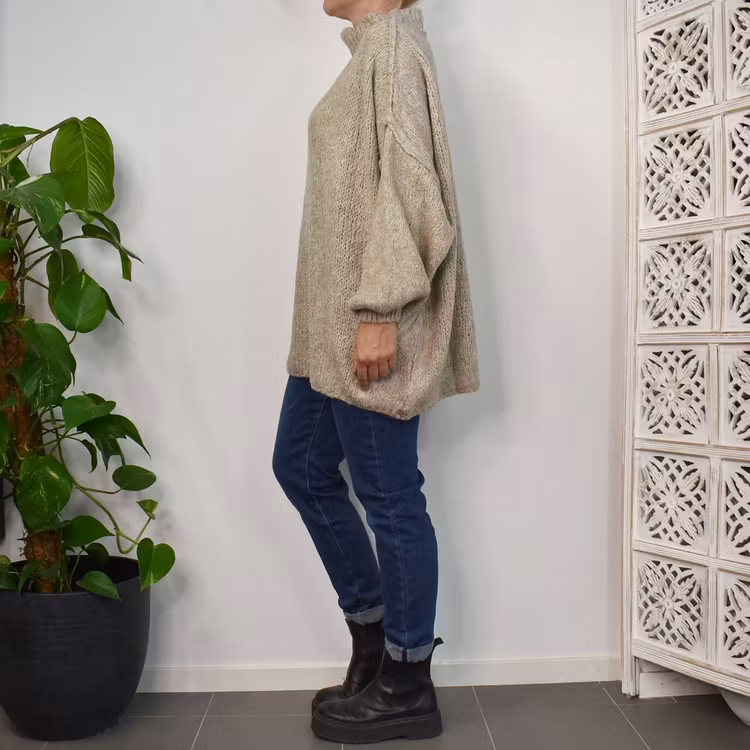 Stickad Tröja Over Sized LJUS TAUPE