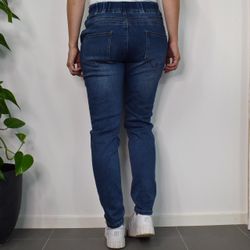 Jeans Resårmidja och Knytband MÖRK BLÅ - 3D Denim