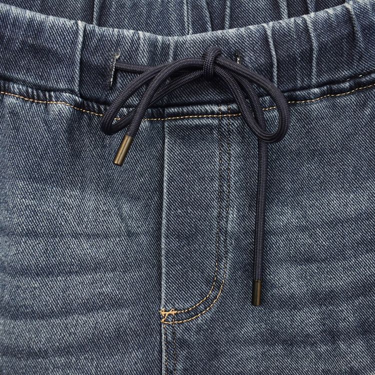 Jeans Resårmidja och Knytband MÖRK BLÅ - 3D Denim