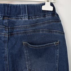 Jeans Resårmidja och Knytband MÖRK BLÅ - 3D Denim