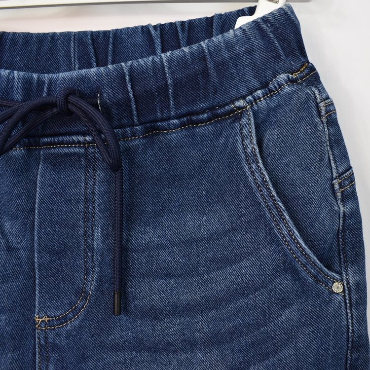 Jeans Resårmidja och Knytband MÖRK BLÅ - 3D Denim