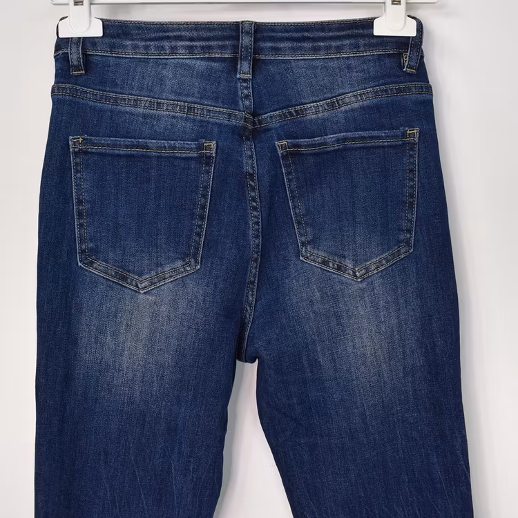 Jeans Flare med Fransar MÖRK BLÅ - 3D Denim