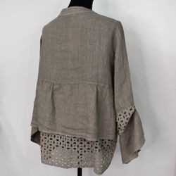 Linneskjorta med spets TAUPE
