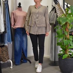 Linneskjorta med spets TAUPE