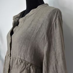 Linneskjorta med spets TAUPE