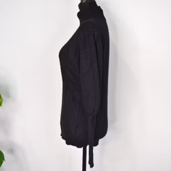 Stickad Polotröja Med Puffärm SVART