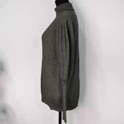 Stickad Polotröja Med Puffärm KAKI